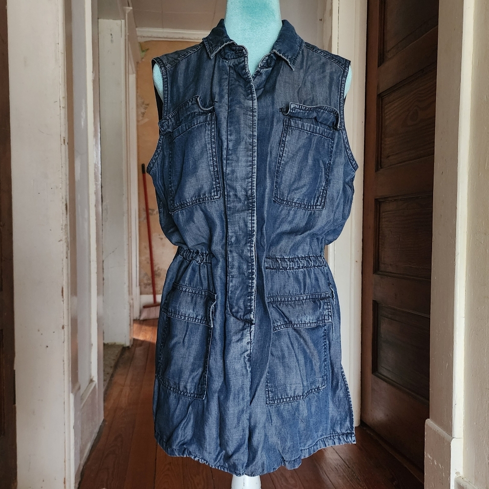 Buffalo Denim Style Chambray Sleeveless Slouch Jacket